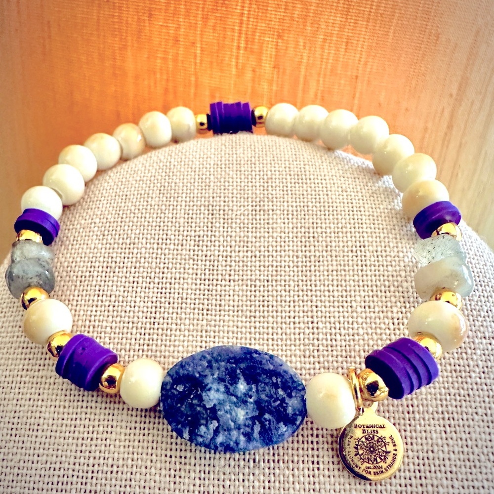 💝 Handcrafted Sodalite & Labradorite Bracelet w/ceramic and 14 kt gold beads❣️
